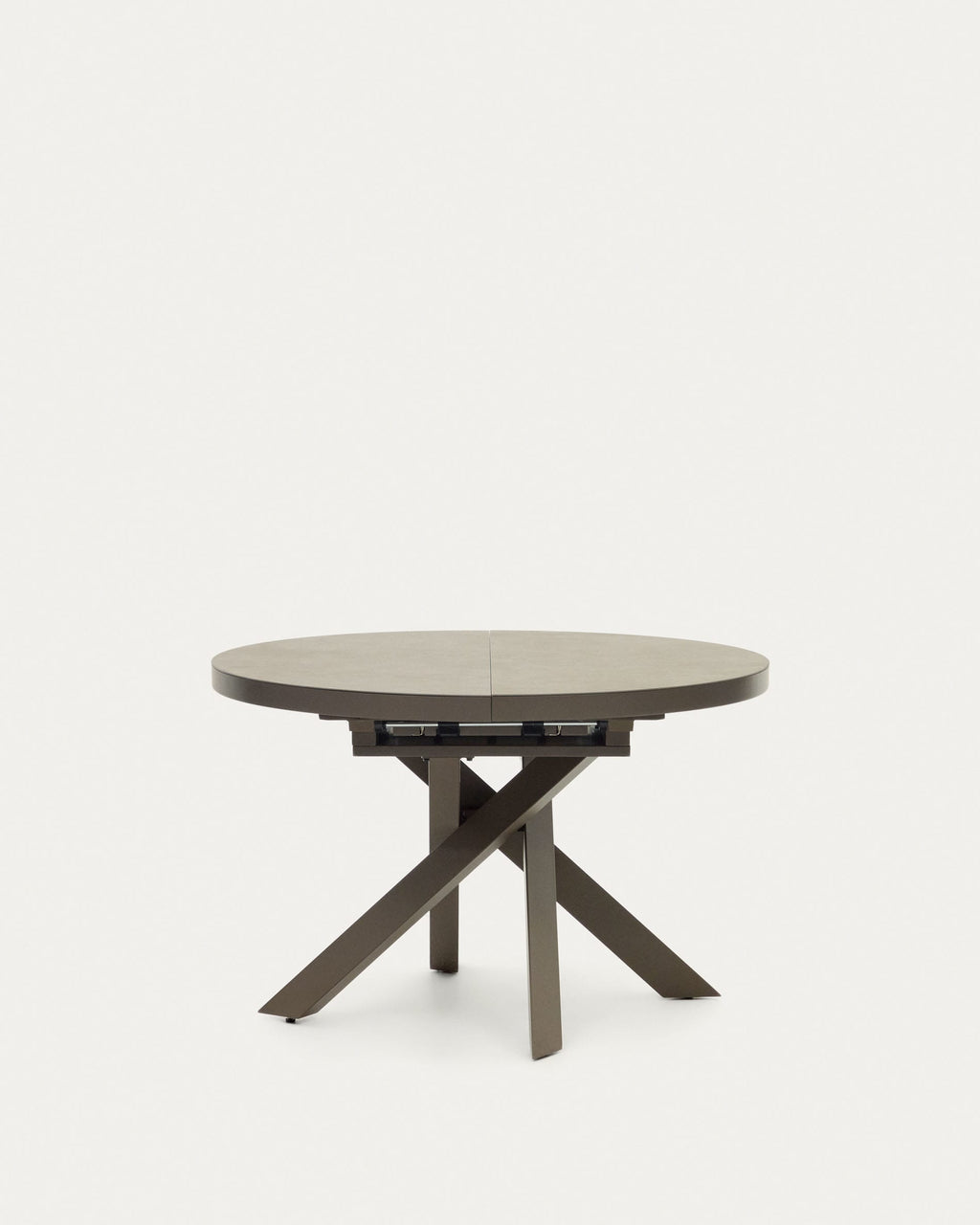 Japandi Ausziehtisch Vashti – Keramik, Braun, Ø 120–160 cm – Produktansicht