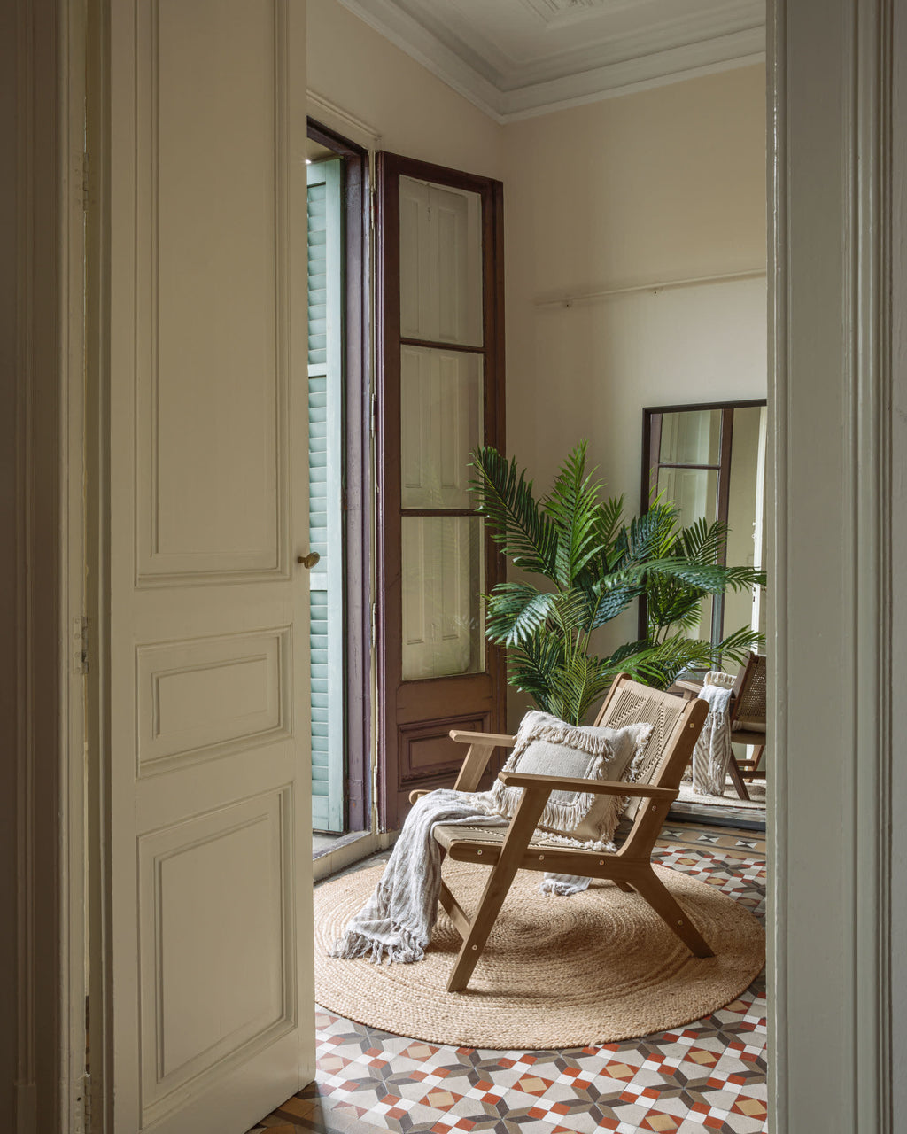 Japandi Sessel Geralda – Akazie, Beige – weitere Ansicht
