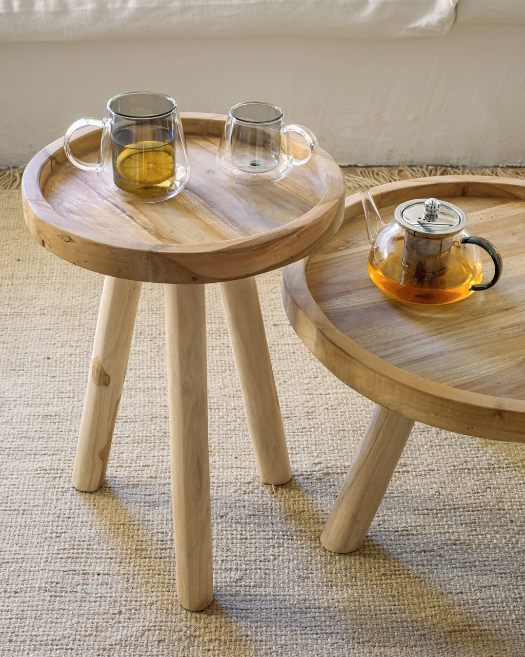 Japandi Beistelltisch Glenda – Teakholz, Braun, Ø 35 cm – weitere Ansicht
