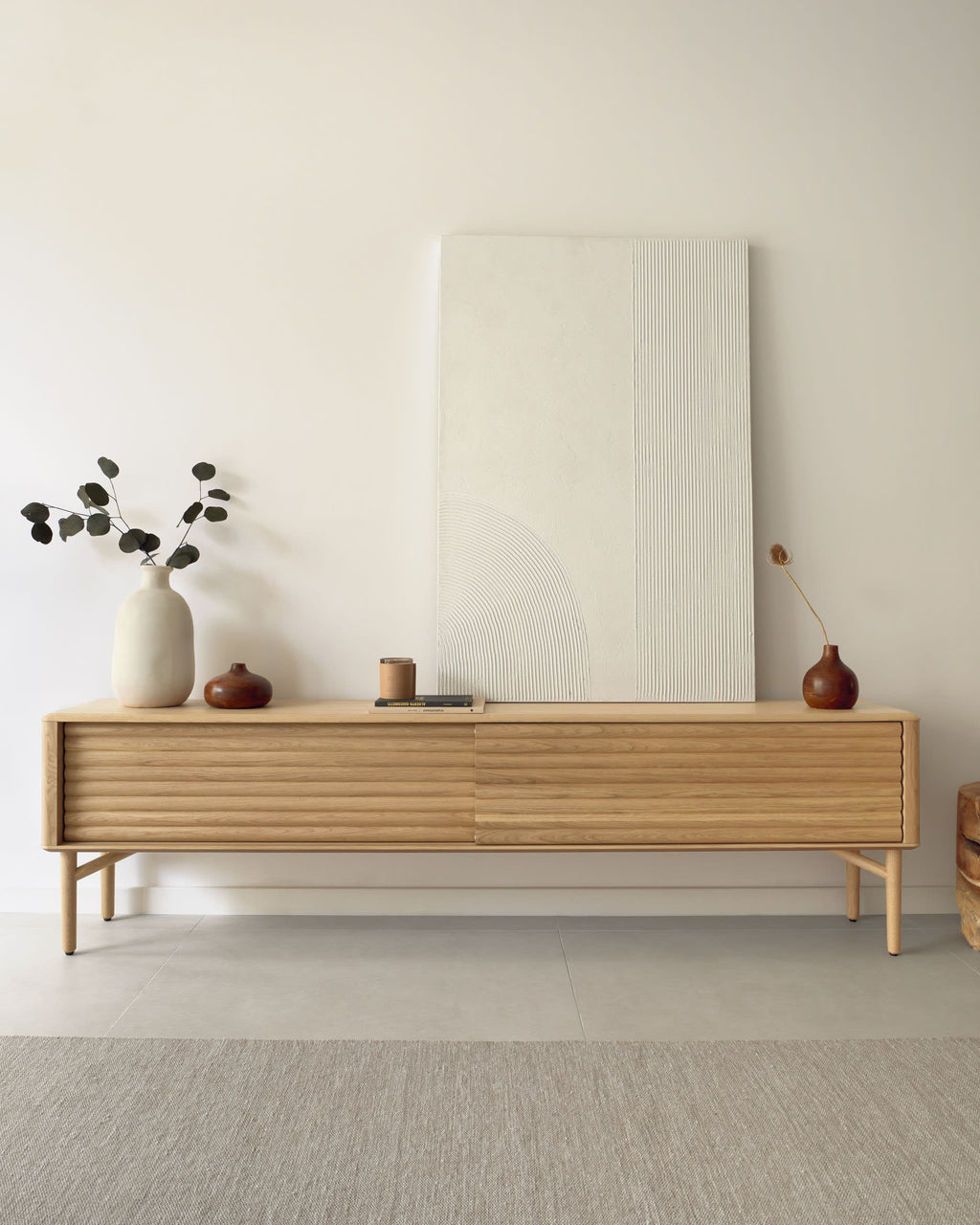 Japandi TV-Möbel Lenon – Holzwerkstoff, Natur, 200 × 57 cm – weitere Ansicht