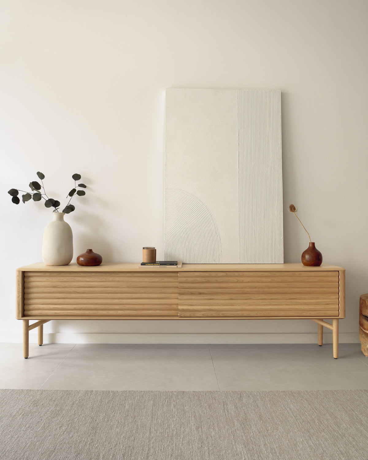 Japandi TV-Möbel Lenon – Holzwerkstoff, Natur, 200 × 57 cm – weitere Ansicht