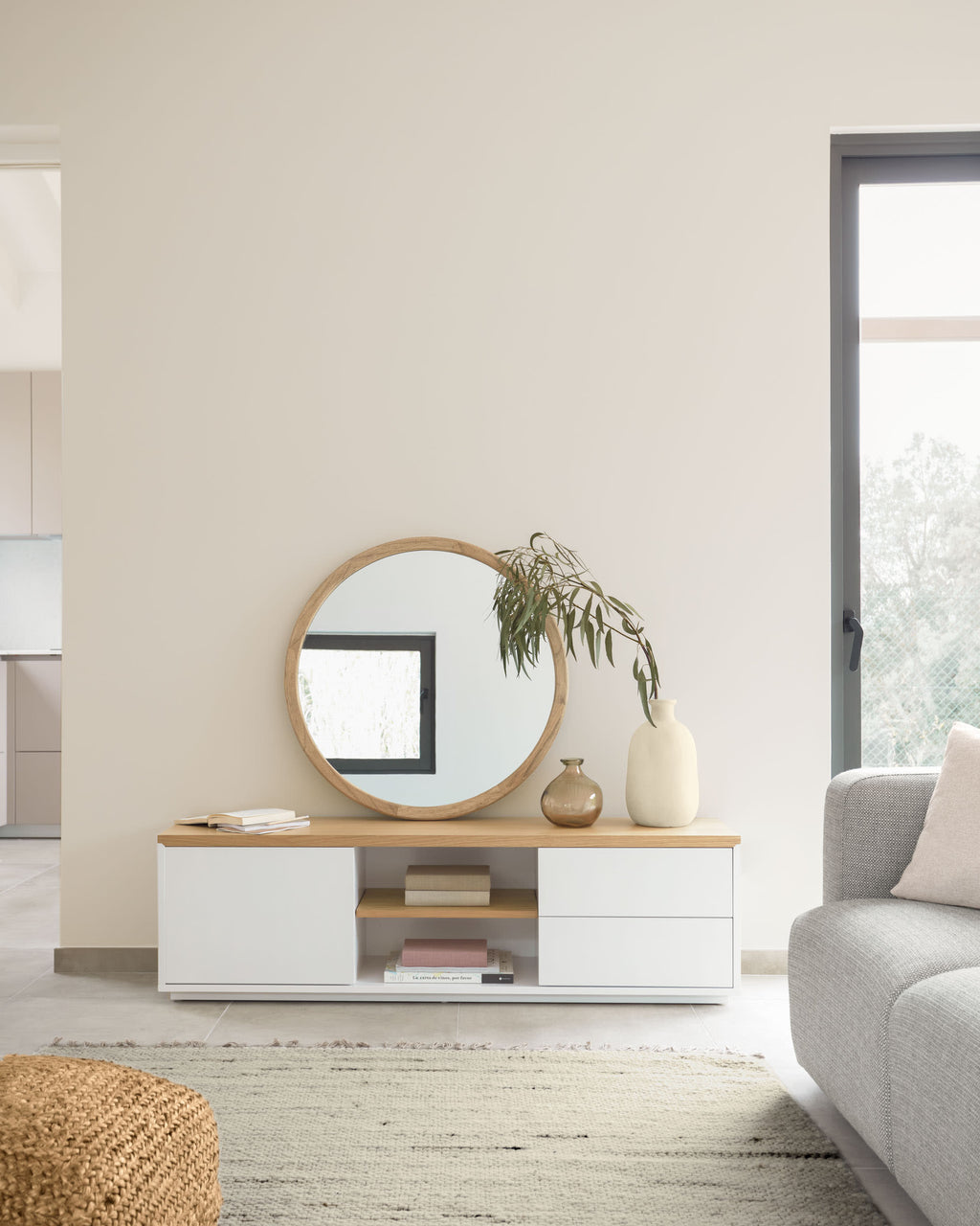 Japandi Spiegel Alum – Glas, Braun, 80 cm – weitere Ansicht