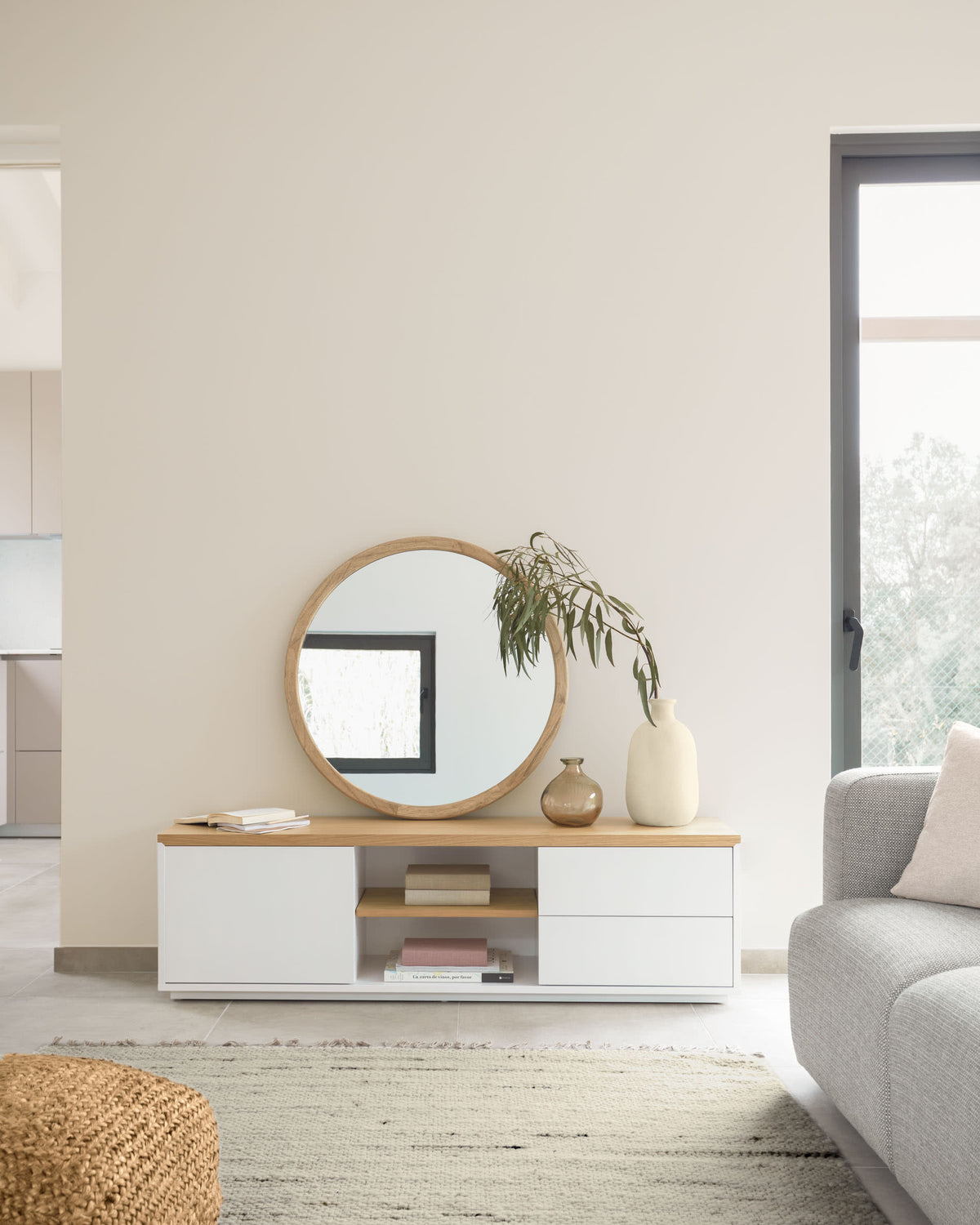 Japandi Spiegel Alum – Glas, Braun, 80 cm – weitere Ansicht