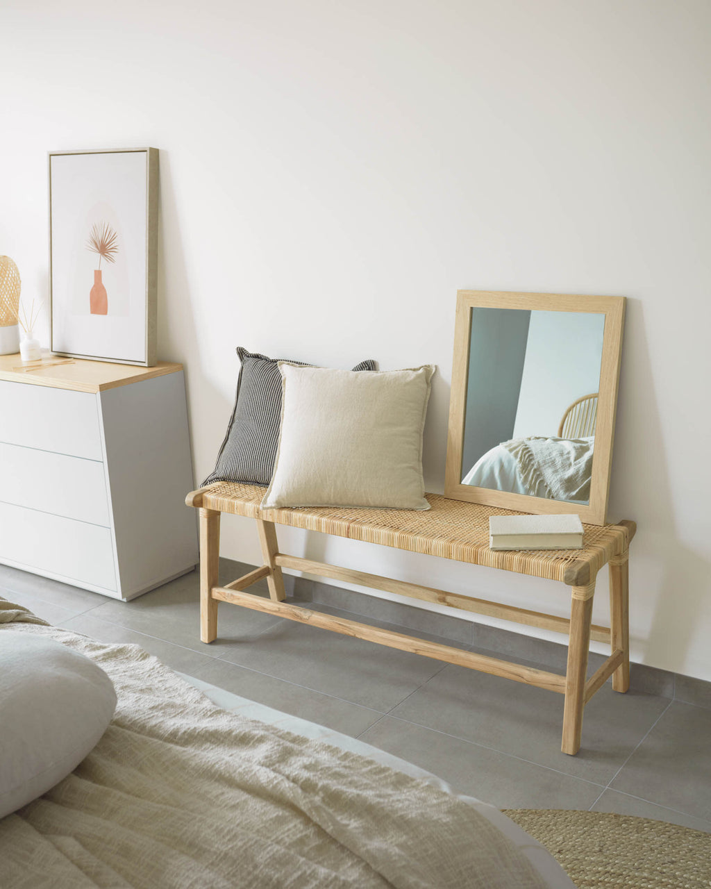 Japandi Bank Beida – Teakholz, Braun, 120 cm – weitere Ansicht