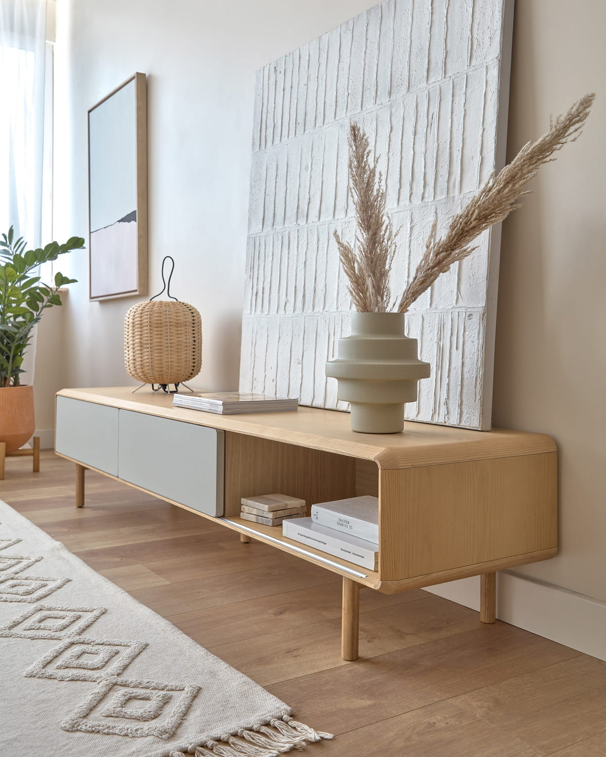 Japandi TV-Möbel Anielle – Esche, Mehrfarbig, 180 × 41 cm – weitere Ansicht
