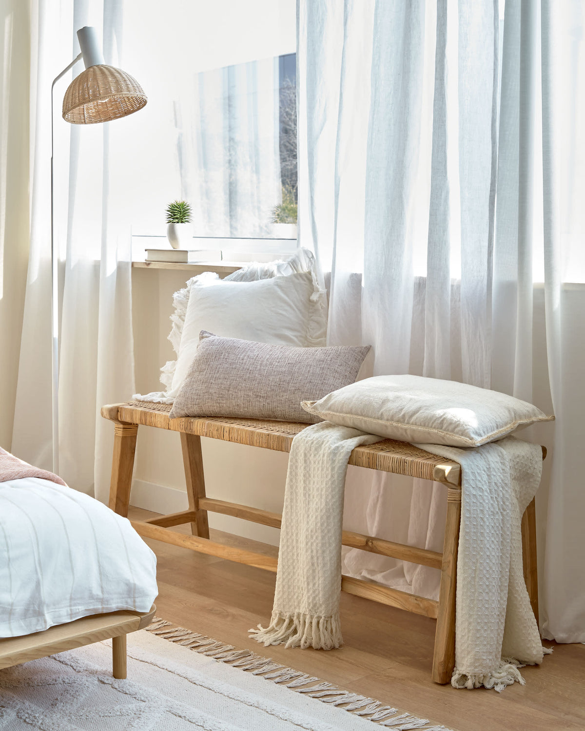Japandi Bank Beida – Teakholz, Braun, 120 cm – weitere Ansicht