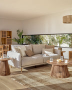 Japandi Couchtisch Jeanette – Teakholz, Braun, Ø 80 cm – weitere Ansicht