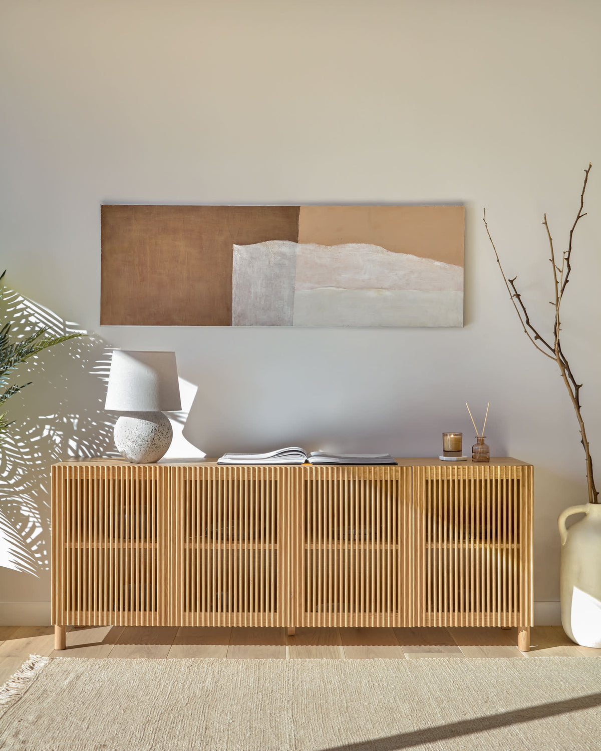 Japandi Sideboard Beyla – Eichenfurnier, Braun, 180 × 71,5 cm – weitere Ansicht