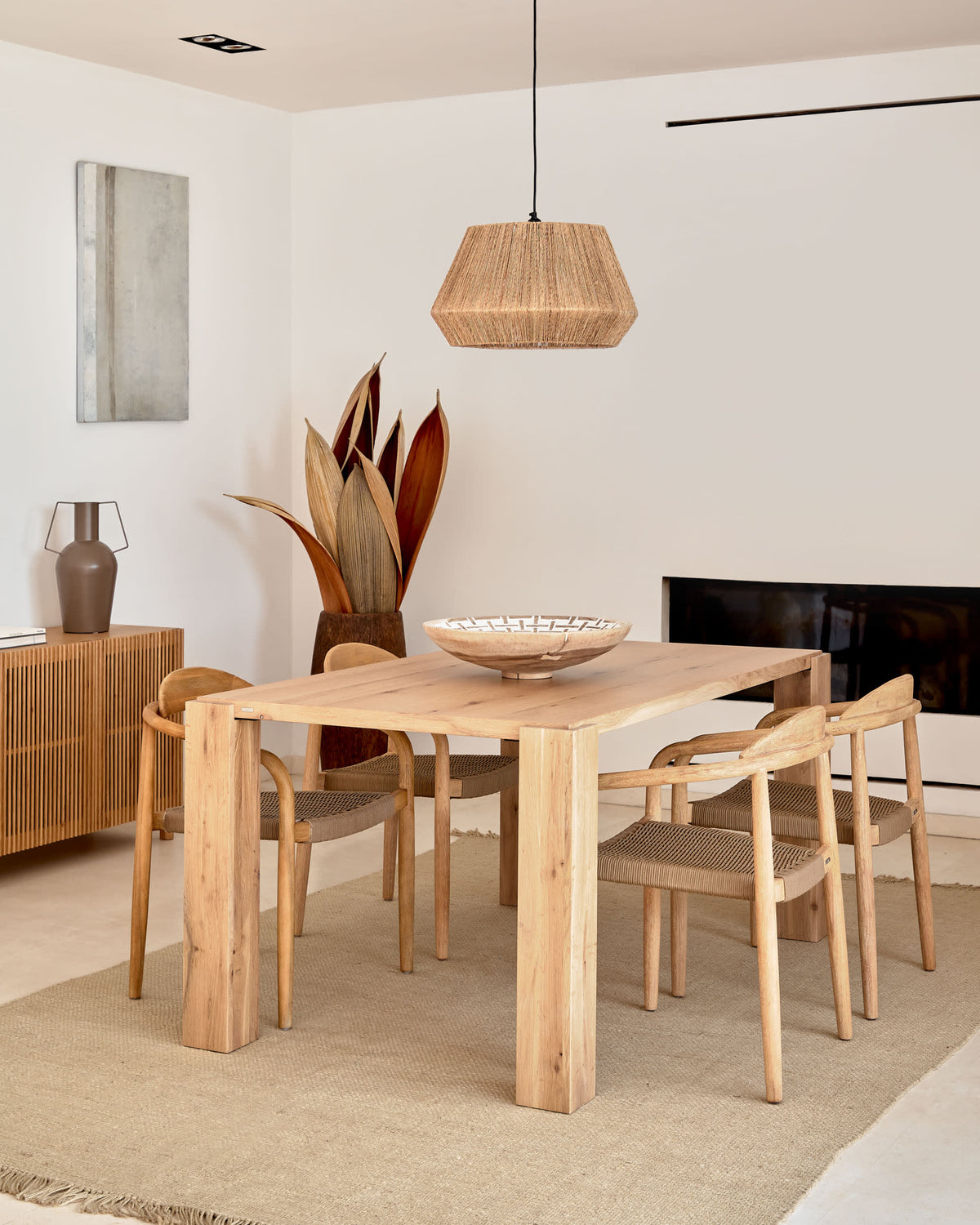 Japandi Esstisch Deyanira – Eichenfurnier, Natur, 160 × 90 cm – weitere Ansicht