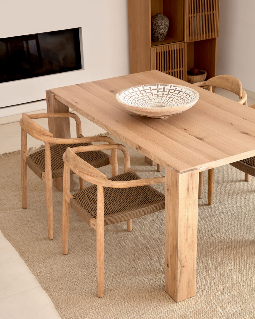 Japandi Esstisch Deyanira – Eichenfurnier, Natur, 160 × 90 cm – weitere Ansicht