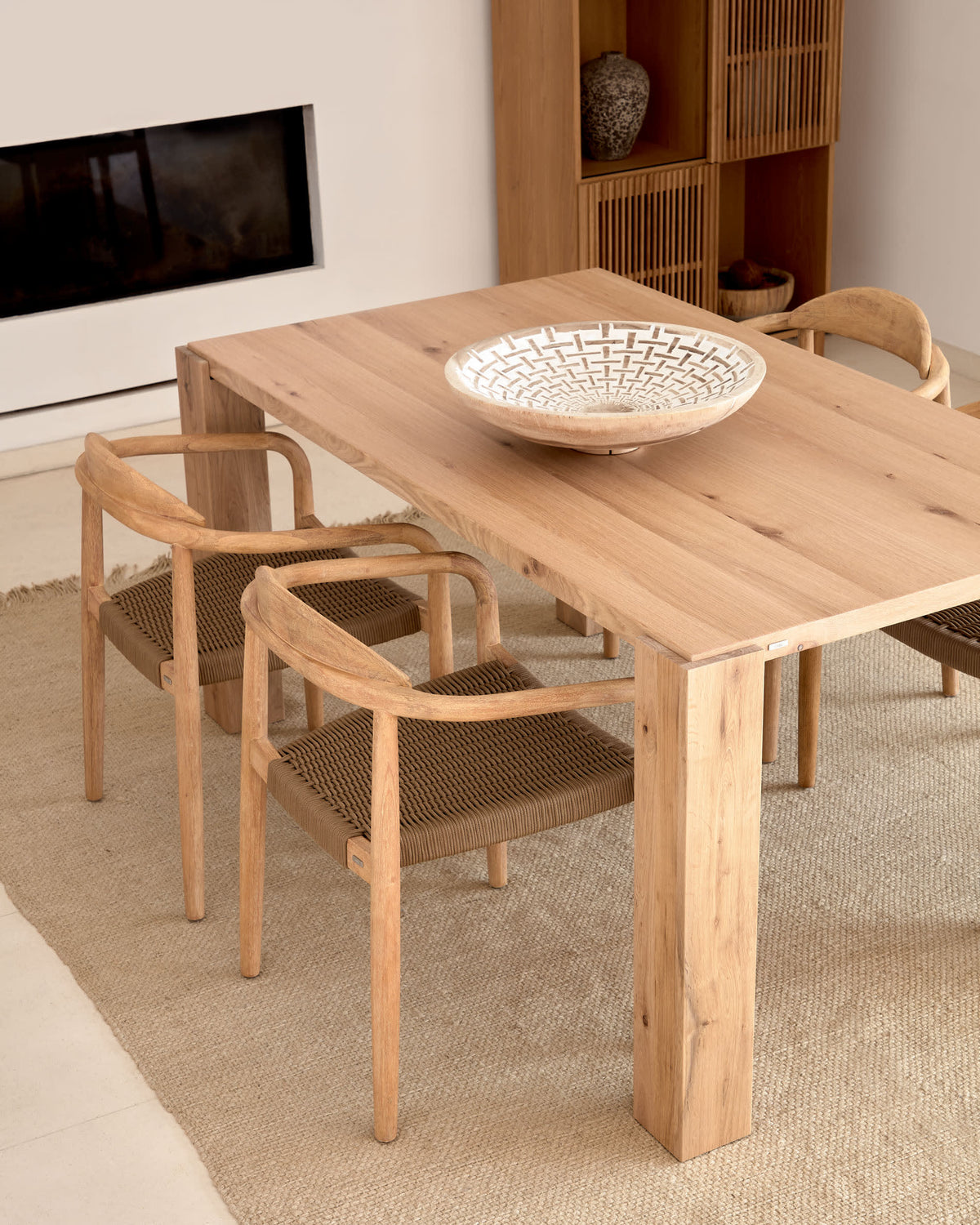 Japandi Esstisch Deyanira – Eichenfurnier, Natur, 160 × 90 cm – weitere Ansicht