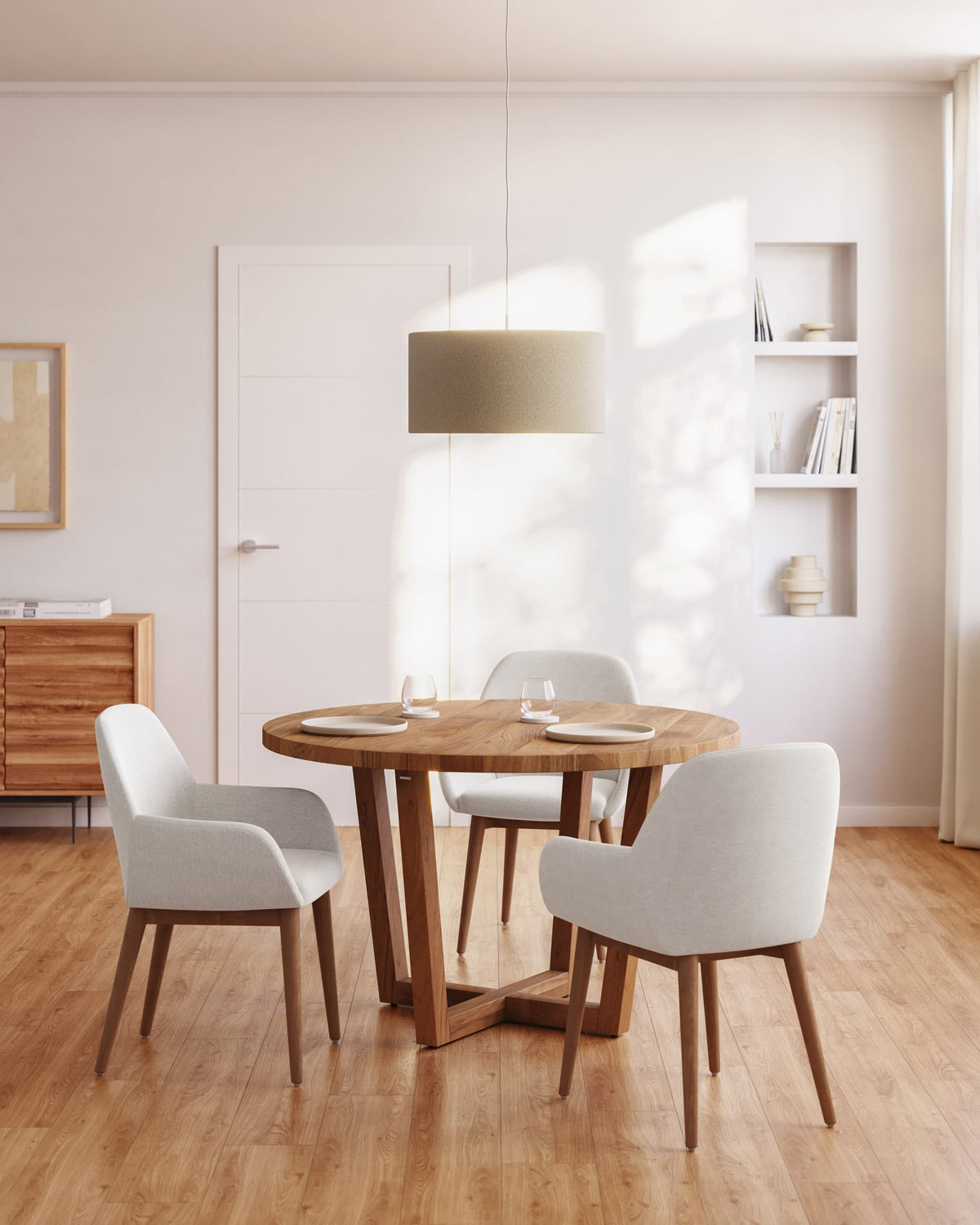 Japandi Lampenschirm Nazli – Leinen, Beige, Ø 50 cm – weitere Ansicht