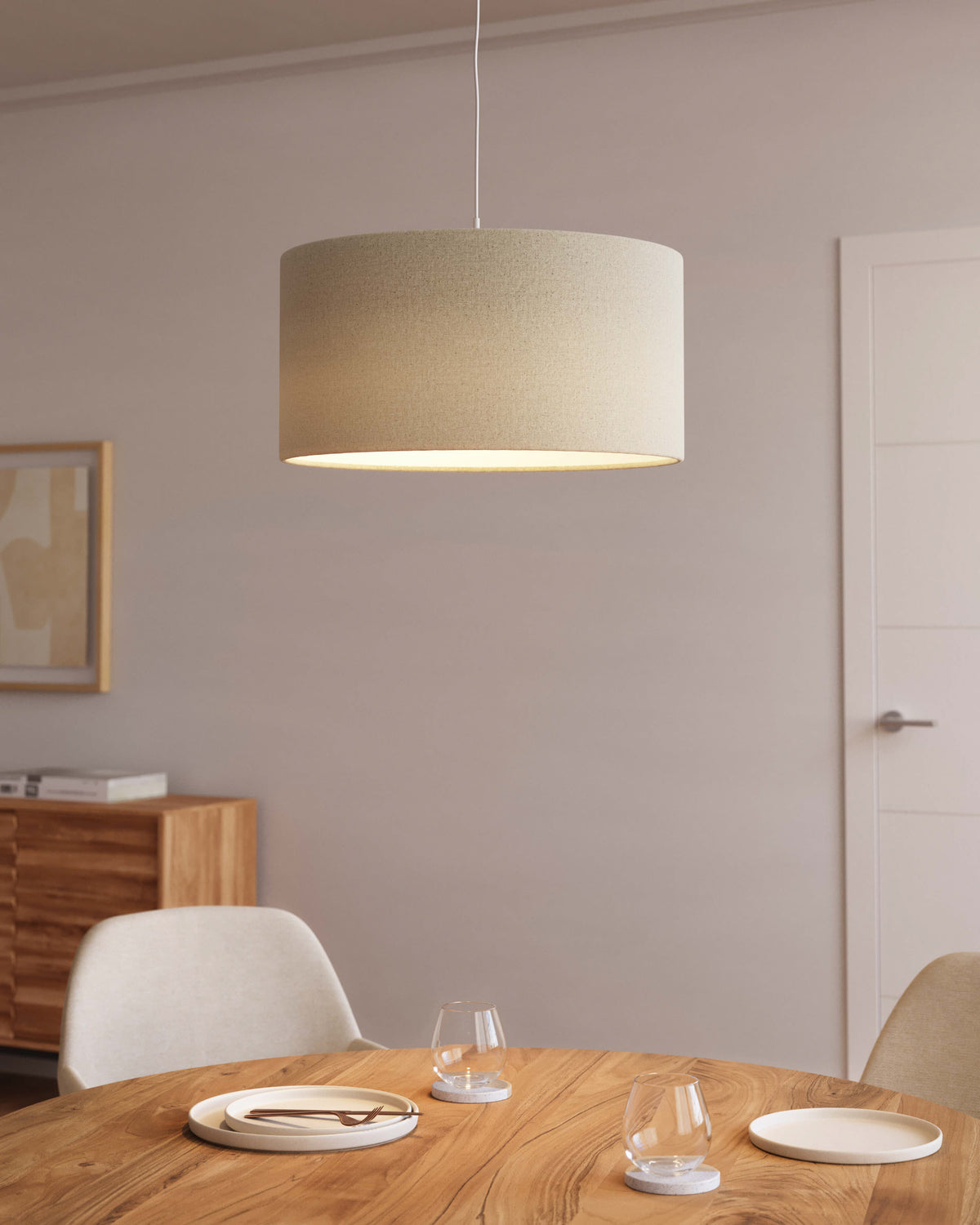 Japandi Lampenschirm Nazli – Leinen, Beige, Ø 50 cm – weitere Ansicht