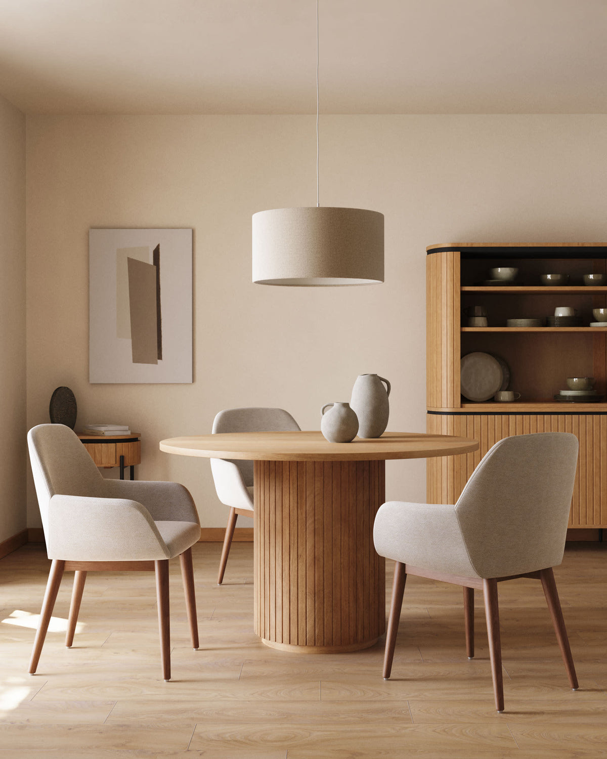 Japandi Couchtisch Licia – Massivholz, Natur, Ø 120 cm – weitere Ansicht