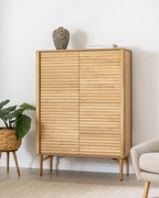 Japandi Highboard Lenon – Eichenfurnier, Natur, 104,5 × 144 cm – weitere Ansicht
