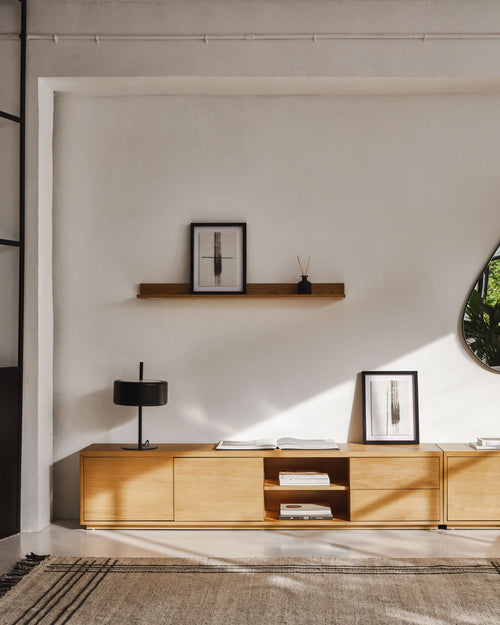 Japandi TV-Möbel Abilen – Eichenfurnier, Braun, 200 × 44 cm – weitere Ansicht