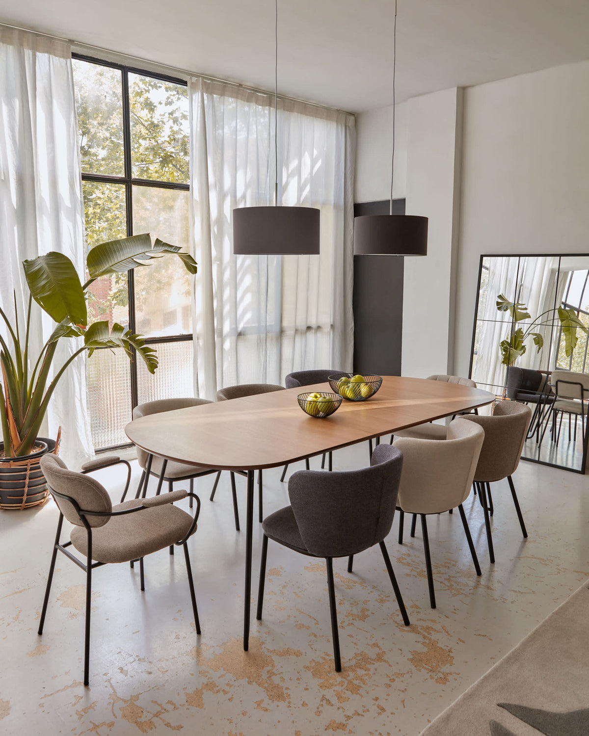 Japandi Ausziehtisch Novac – Eichenfurnier, Schwarz, 170–320 × 100 cm – weitere Ansicht