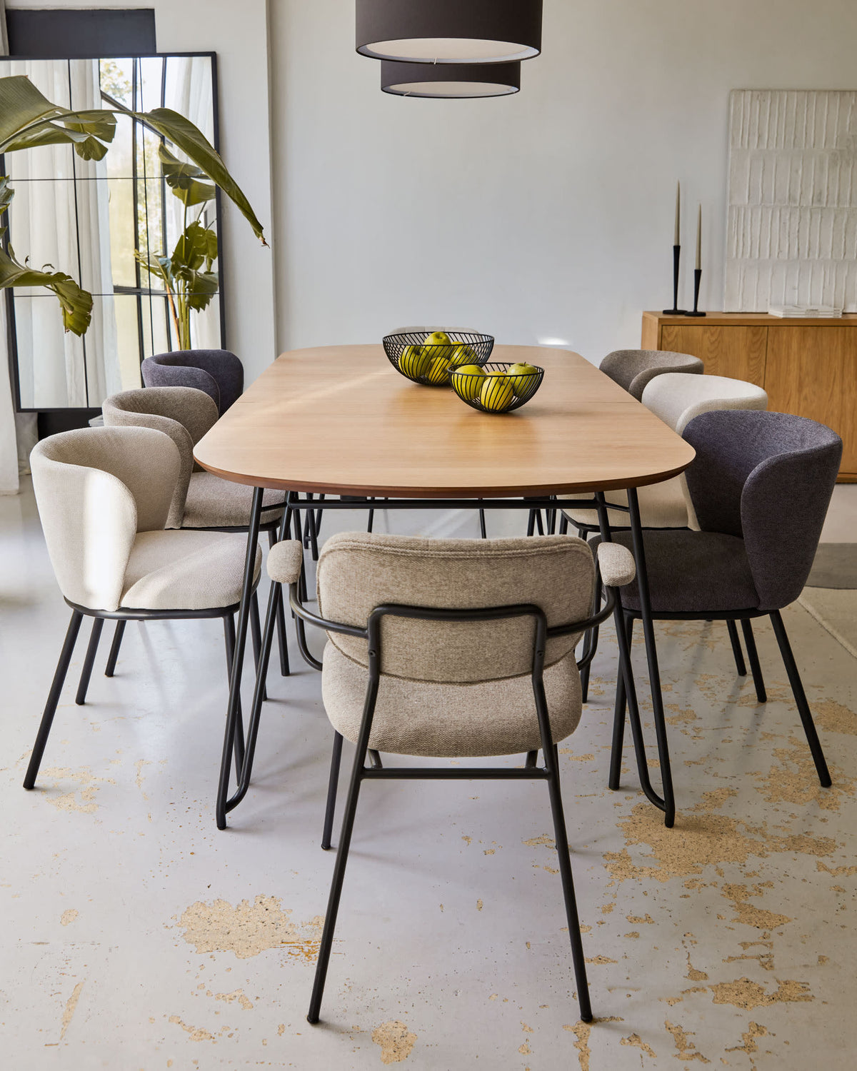 Japandi Ausziehtisch Novac – Eichenfurnier, Schwarz, 170–320 × 100 cm – weitere Ansicht