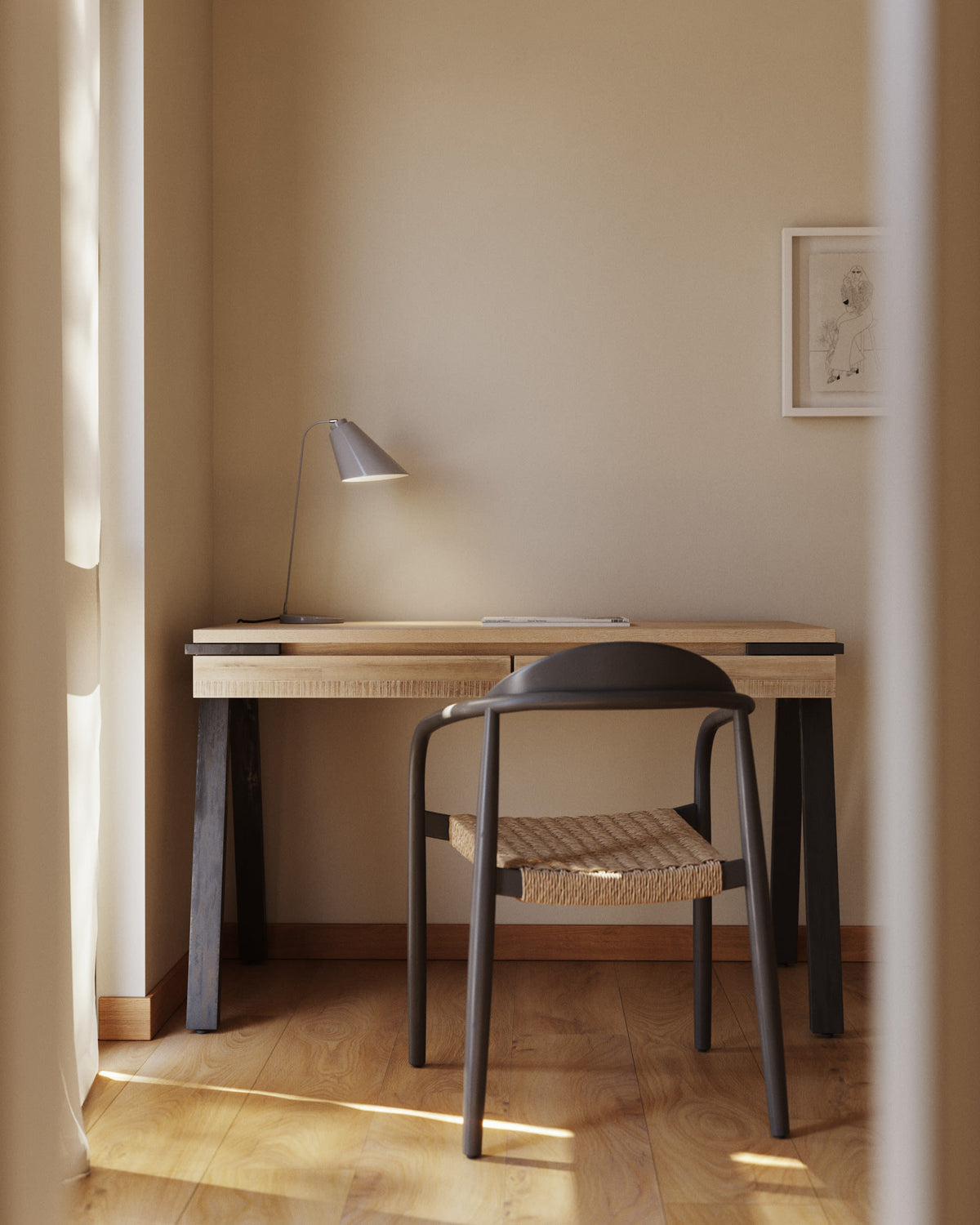 Japandi Stuhl Nina – Papierseil, Beige – weitere Ansicht