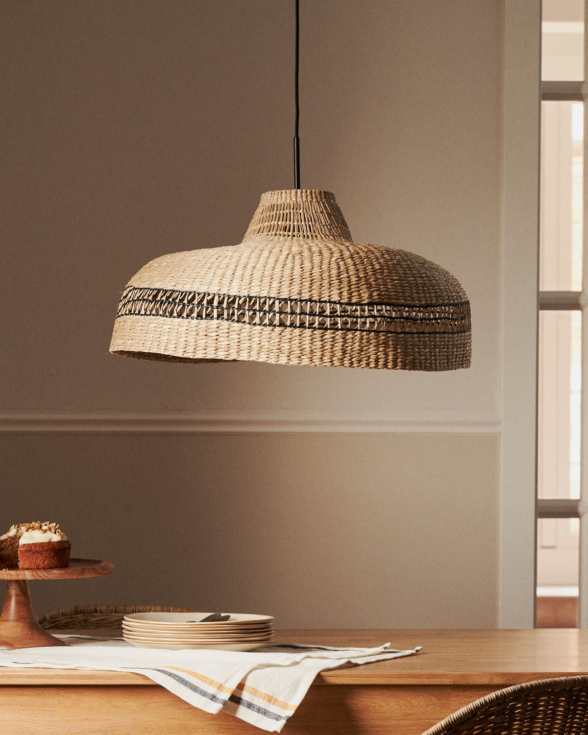 Japandi Lampenschirm Rupia – Rattan, Natur, Ø 55 cm – weitere Ansicht