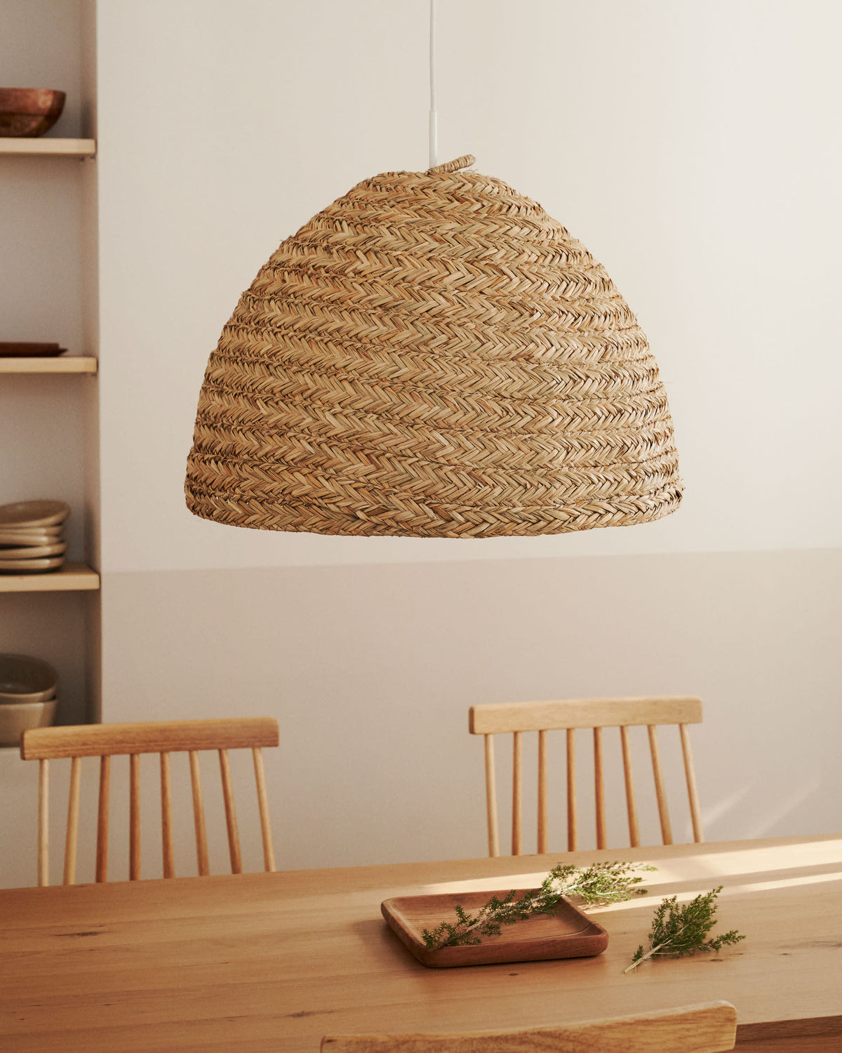 Japandi Lampenschirm Fonteta – Rattan, Braun, Ø 60 cm – weitere Ansicht