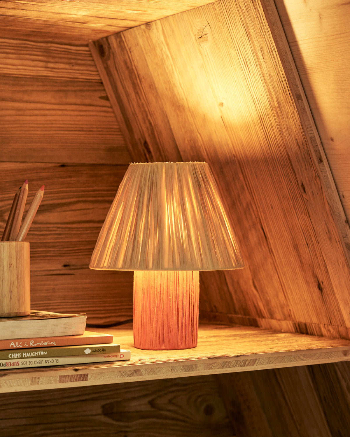 Japandi Tischlampe Pulmi – Rattan, Terrakotta – weitere Ansicht