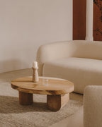 Japandi Couchtisch Mosi – Massivholz, Natur, Ø 90 × 60 cm – weitere Ansicht
