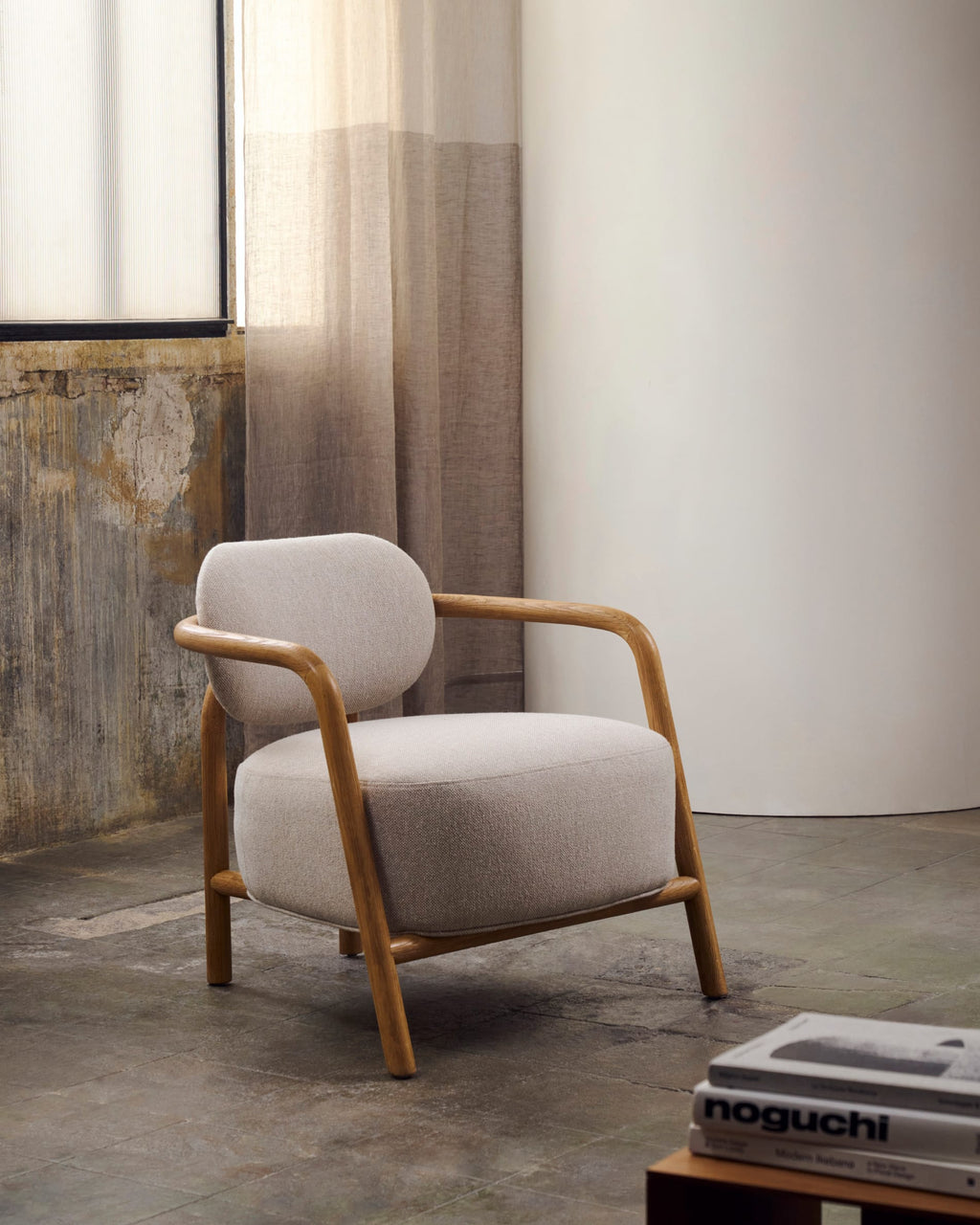 Japandi Sessel Melqui – Eiche, Beige – weitere Ansicht