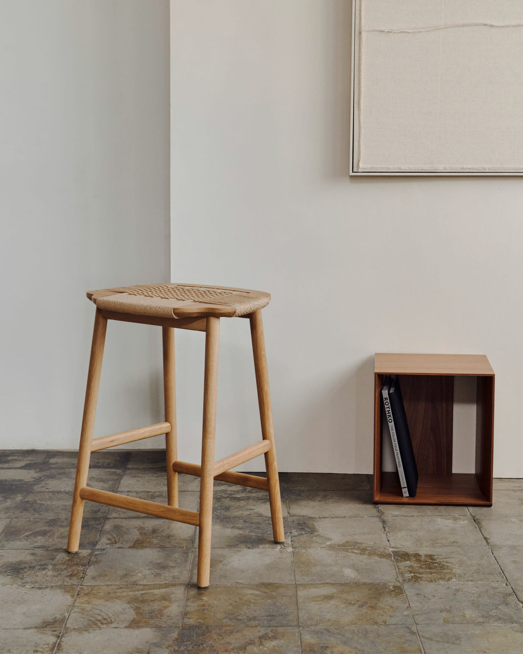 Japandi Hocker Enit – Eiche, Beige, 65cm – weitere Ansicht