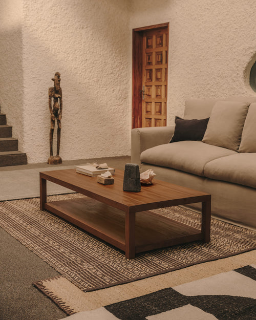 Japandi Couchtisch Sashi – Teakholz, Braun, 150 × 70 cm – weitere Ansicht