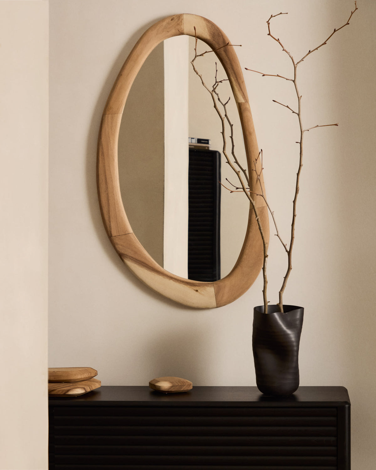 Japandi Spiegel Selem – Massivholz, Natur, 60 × 107 cm – weitere Ansicht