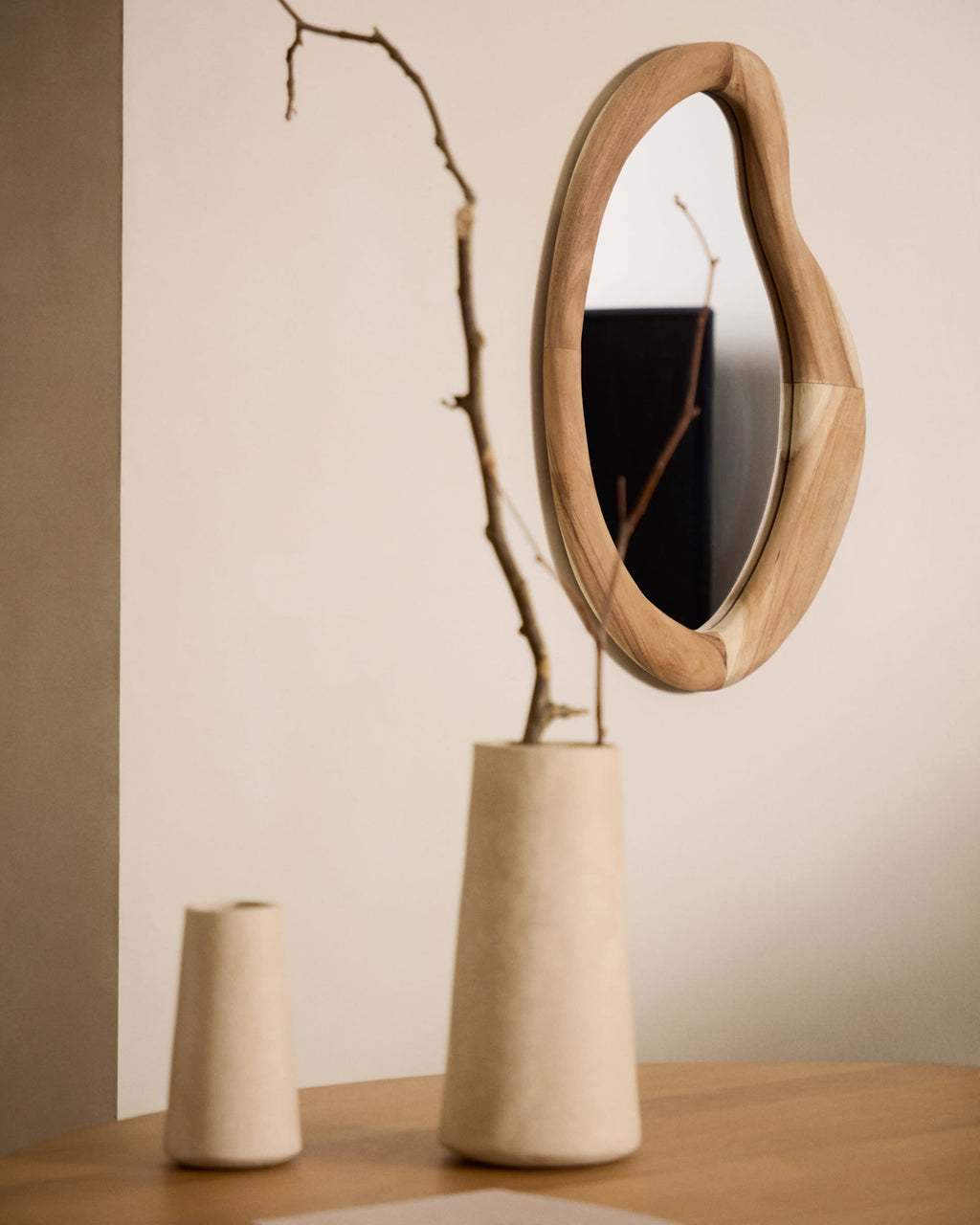 Japandi Spiegel Selem – Massivholz, Natur, 68 × 44 cm – weitere Ansicht