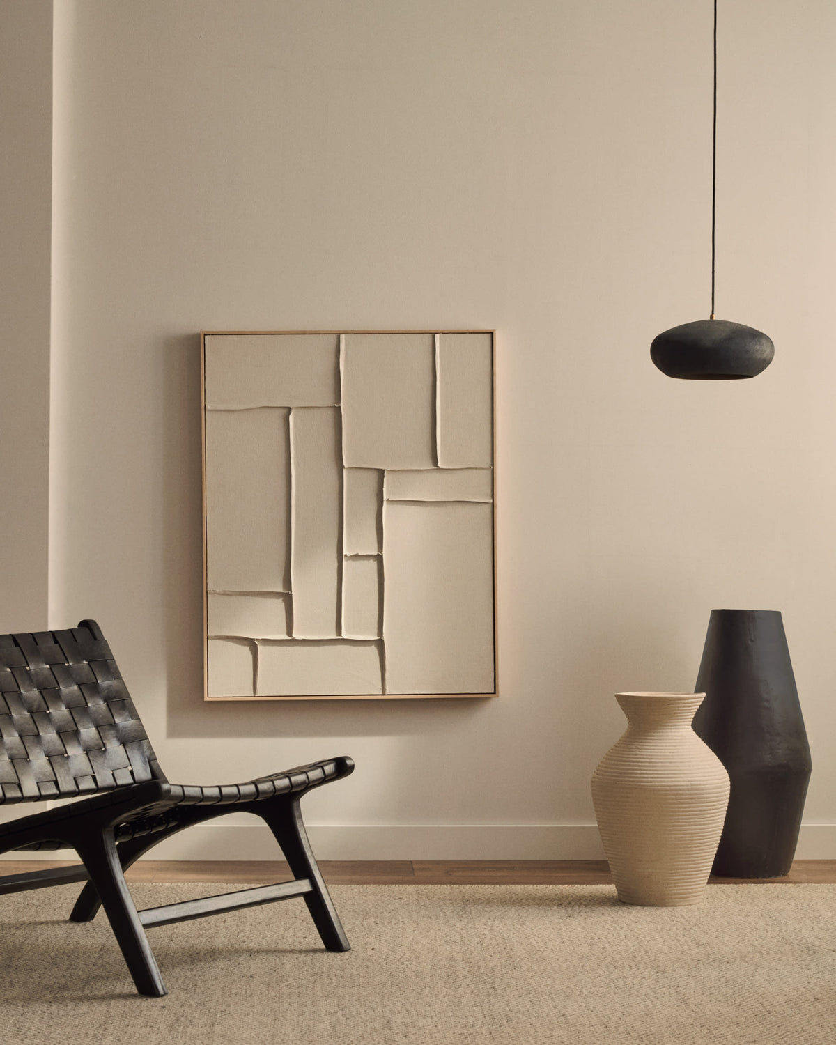 Japandi Wandbild Klis – Leinen, Weiß, 80 × 100 cm – weitere Ansicht