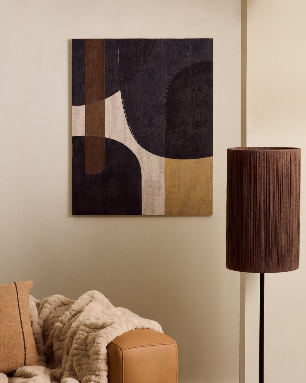 Japandi Wandbild Tonol – Stoff, Braun, 100 × 80 cm – weitere Ansicht