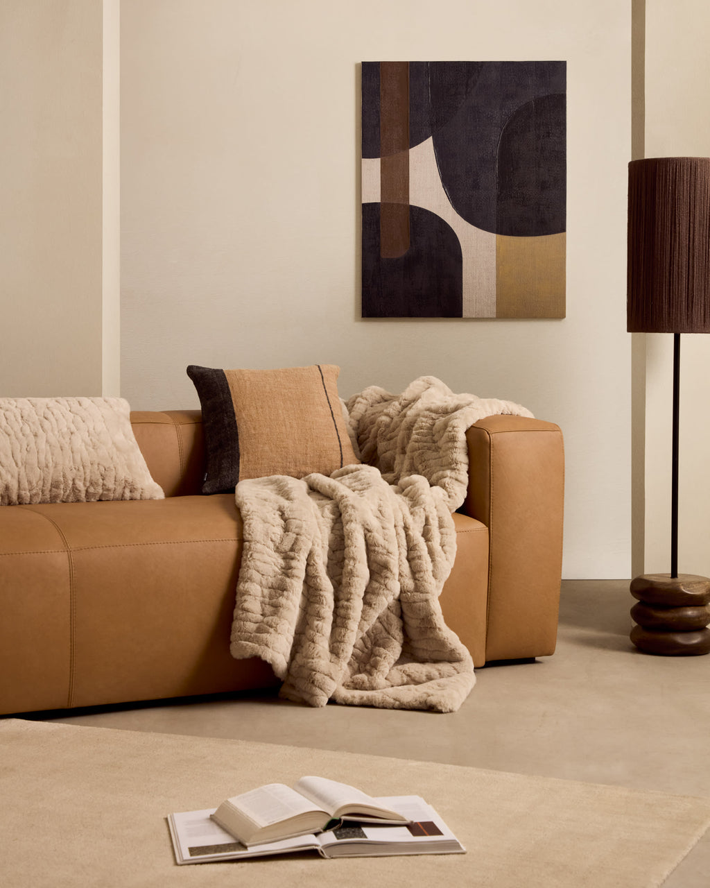 Japandi Wandbild Tonol – Stoff, Braun, 100 × 80 cm – weitere Ansicht
