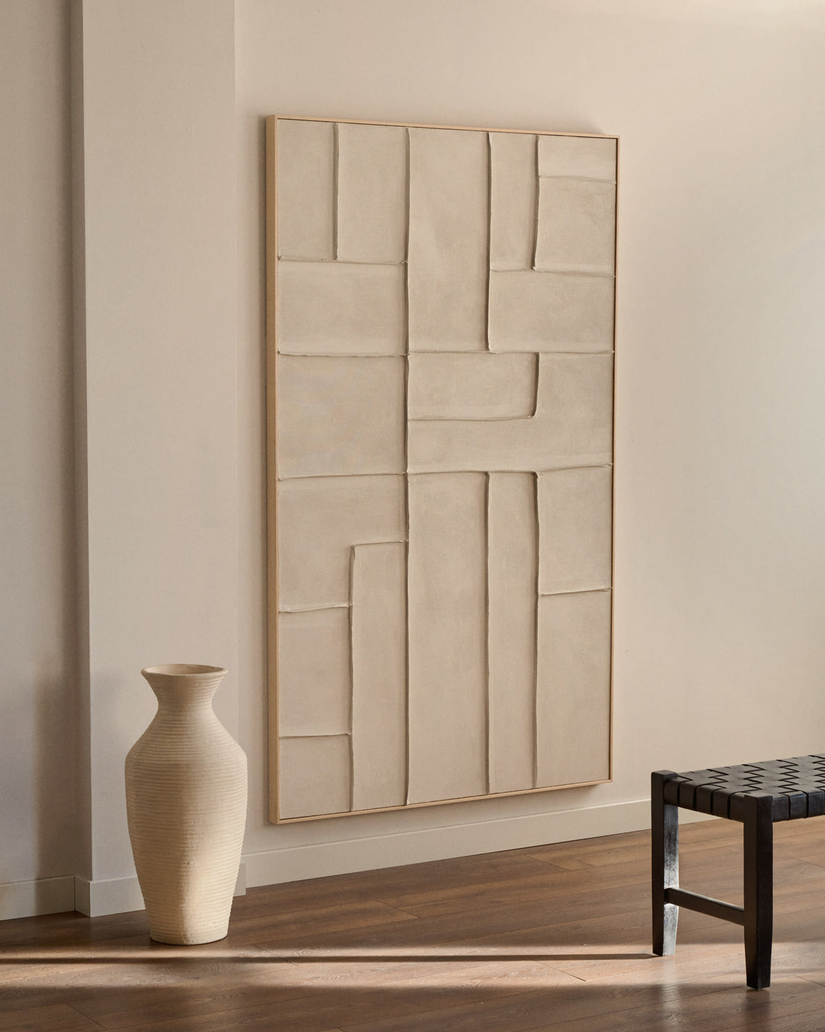 Japandi Wandbild Klis – Leinen, Weiß, 120 × 200 cm – weitere Ansicht