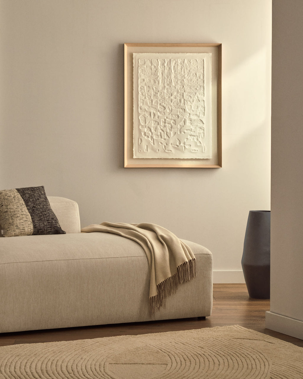 Japandi Wandbild Annia – Pappmaché, Weiß, 90 × 70 cm – weitere Ansicht