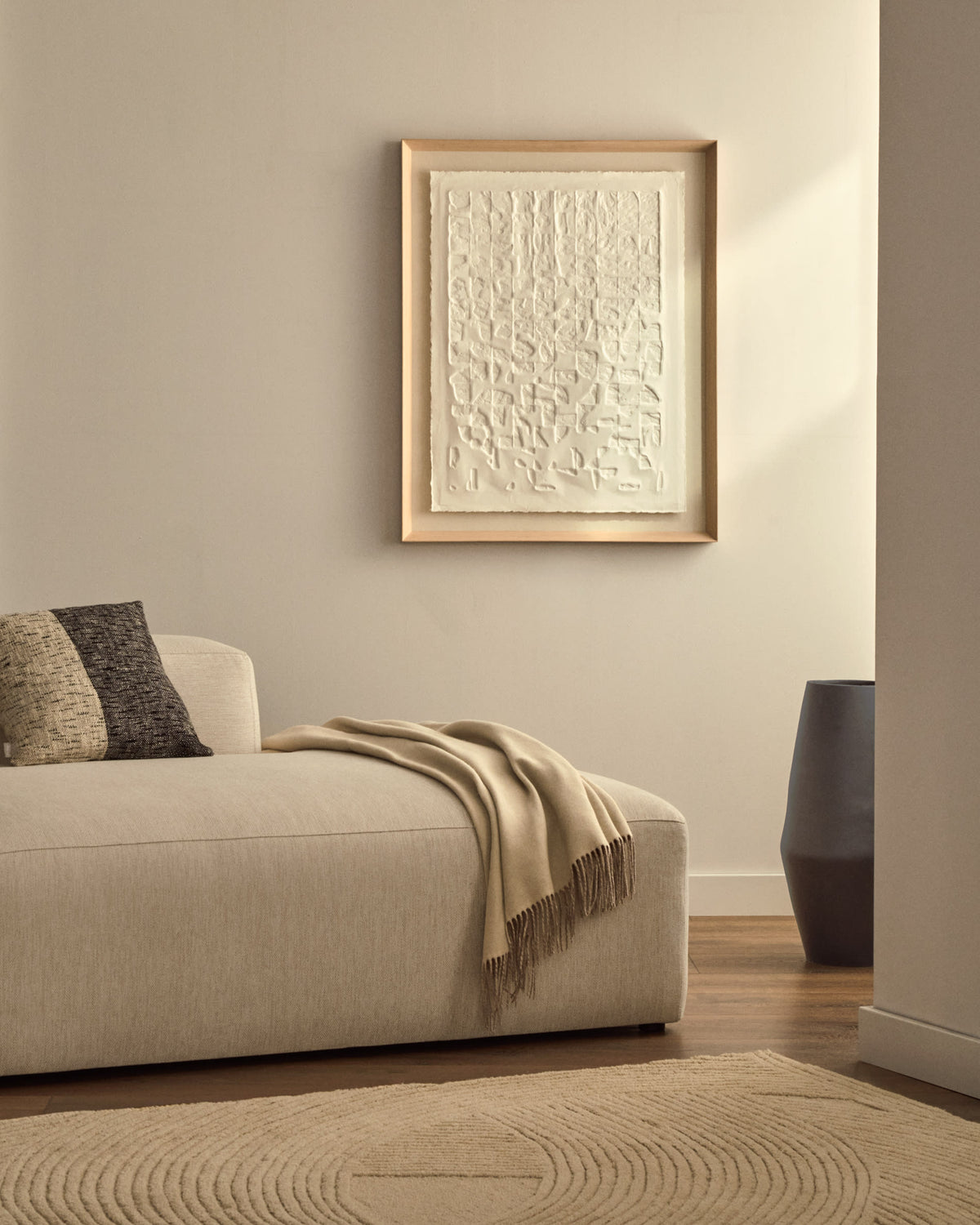 Japandi Wandbild Annia – Pappmaché, Weiß, 90 × 70 cm – weitere Ansicht