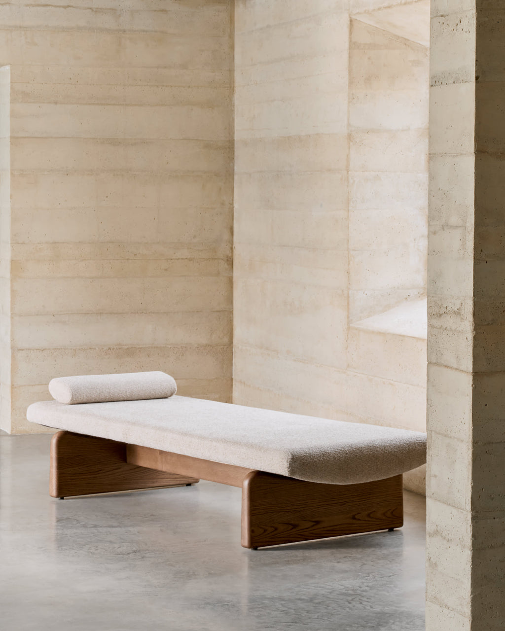 Japandi Chaiselongue Topaz – Chenille, Beige, 200 cm – Produktansicht