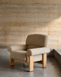 Japandi Sessel Nema – Chenille, Beige – Produktansicht