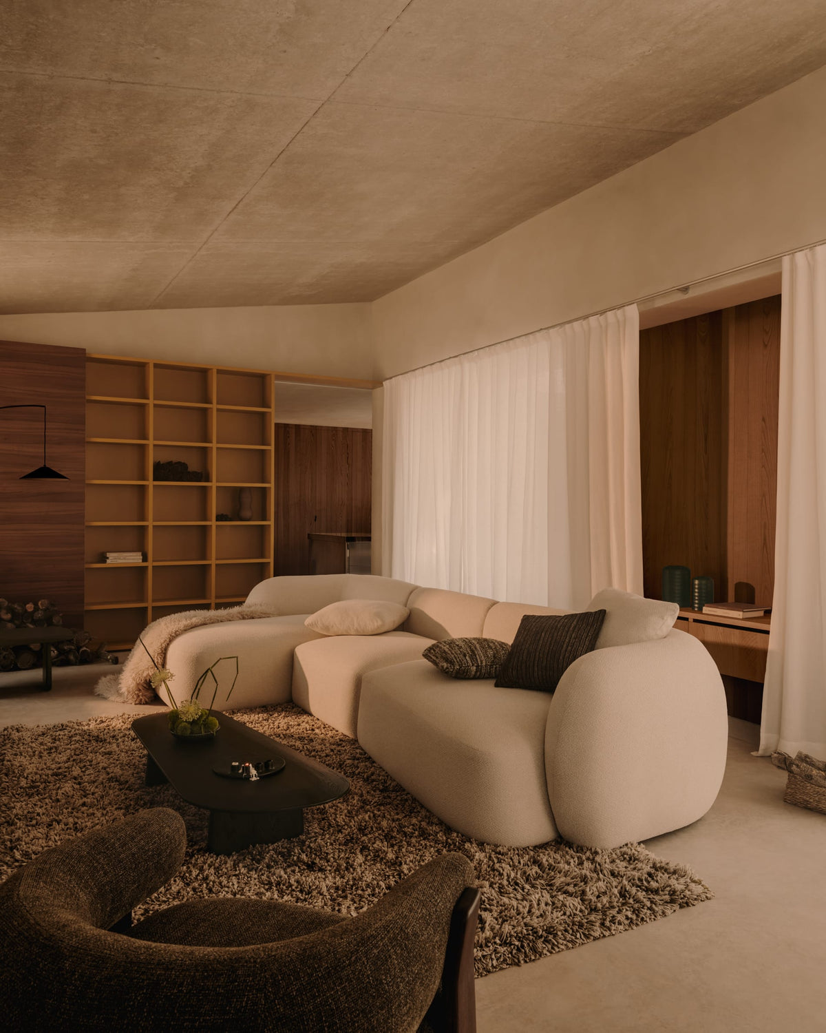 Japandi 4-Sitzer-Modulsofa Martina – Chaiselongue rechts, Ecru, 377 cm – weitere Ansicht