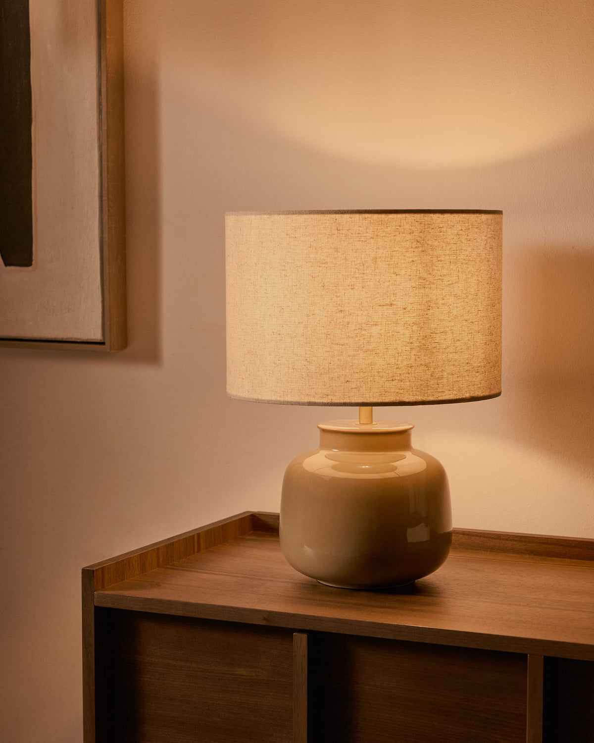 Japandi Tischlampe Tay – Keramik, Grün – weitere Ansicht