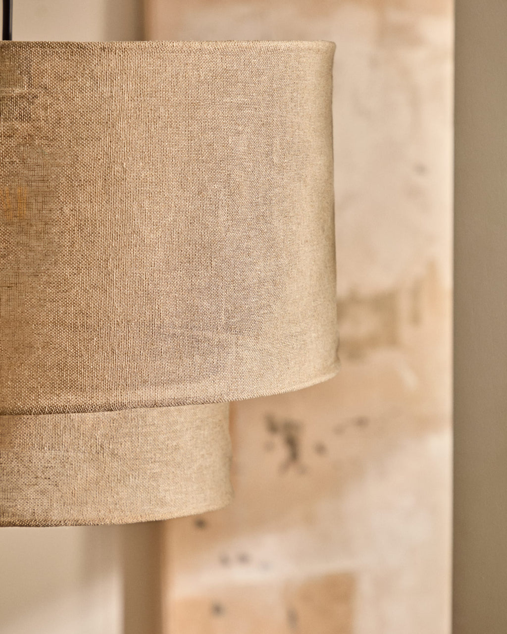 Japandi Lampenschirm Mariela – Leinen, Beige, Ø 40 × 34 cm – weitere Ansicht