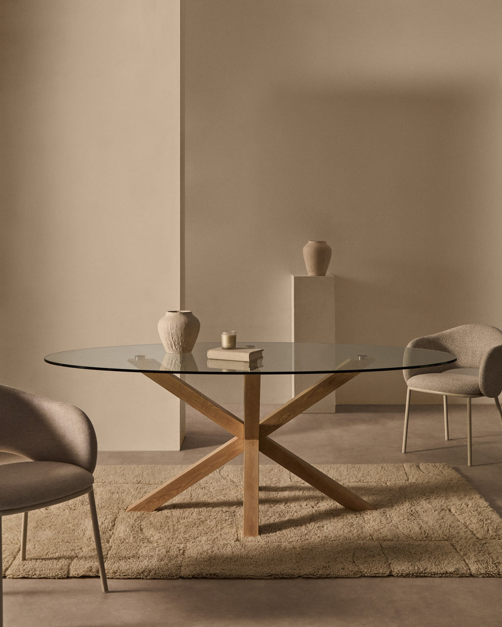 Japandi Esstisch Argo – Glas, Transparent, Ø 200 × 100 cm – weitere Ansicht