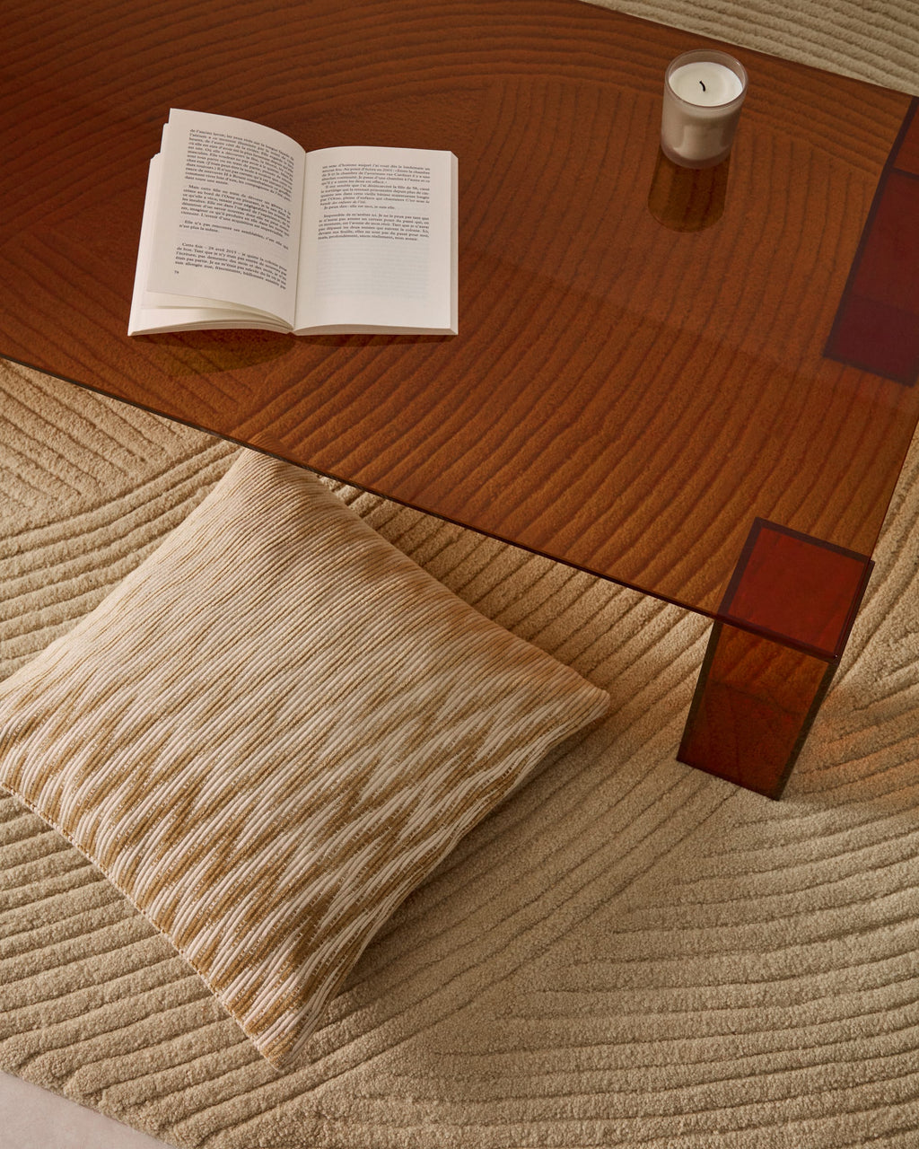 Japandi Kissenbezug Sigato – Baumwolle, Beige, 45 × 45 cm – weitere Ansicht