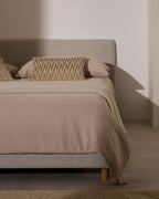 Japandi Bett Valma – Chenille, Perle, 180 × 200 cm – weitere Ansicht