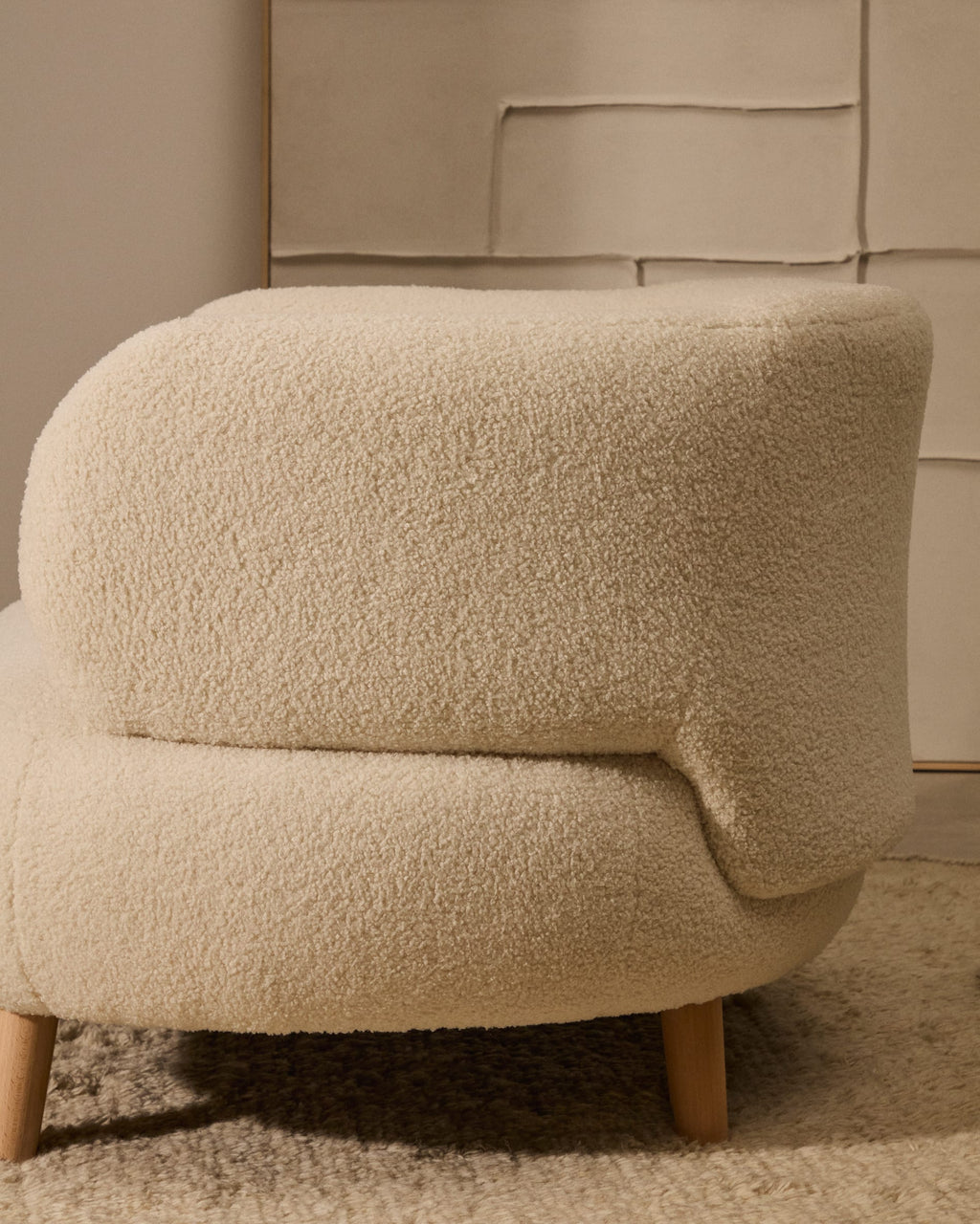 Japandi Sessel Luisa – Bouclé, Ecru, 90 cm – weitere Ansicht
