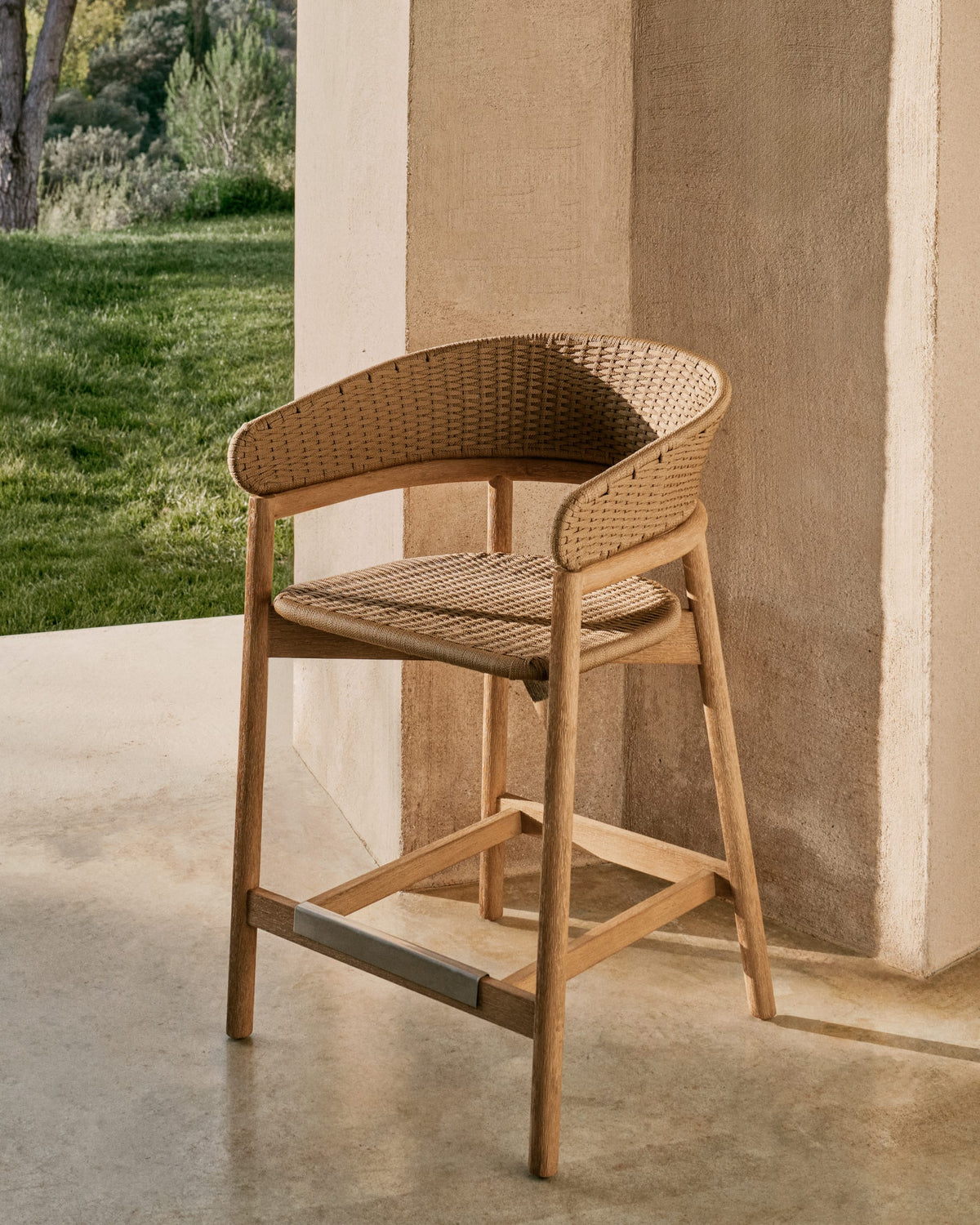 Japandi Hocker Arinella – Akazie, Natur, 65 cm – weitere Ansicht