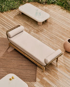 Japandi Couchtisch Labra – Zement, Weiß, 140 × 70 cm – weitere Ansicht