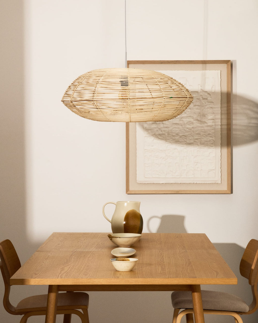 Japandi Lampenschirm Flaro – Rattan, Natur, Ø 70 cm – weitere Ansicht